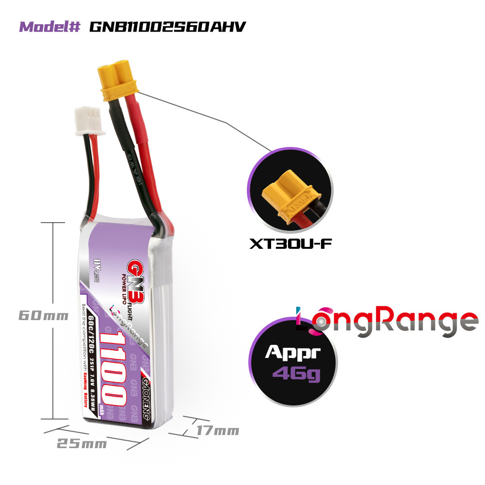 GNB 1100mAh 2S 3S 4S 6S 60C/12 - огляд і ціна Drone Rc Link