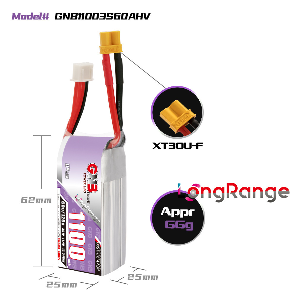 GNB 1100mAh 2S 3S 4S 6S 60C/12 - огляд і ціна Drone Rc Link