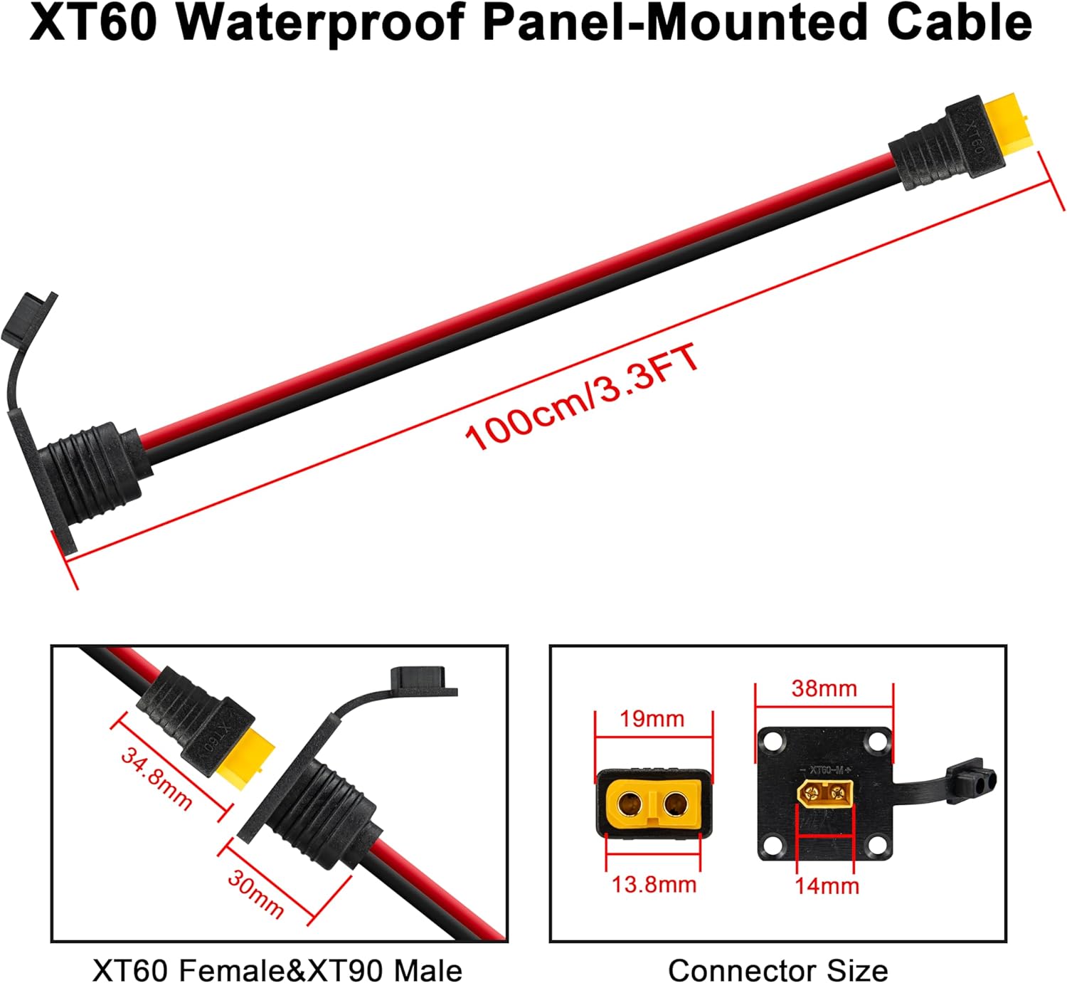 JMUYTOP 12AWG XT60 Panel Mount - огляд і ціна Drone Bike Rc