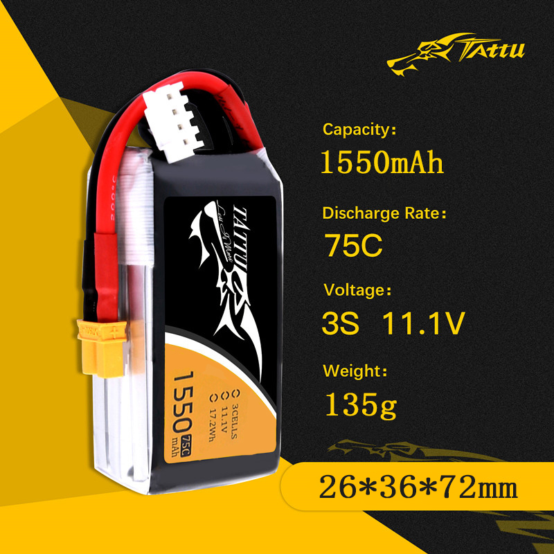 TATTU 3S 11.1V 1550mAh 75C LiP - огляд і ціна Drone Rc Link