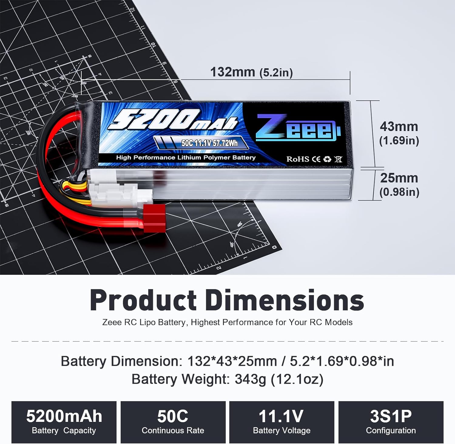 1/2units Zeee 11.1V 50C 5200mA - огляд і ціна Drone Rc Link